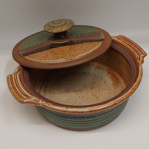 #220711 Casserole Baking Dish Green, Tan, Black 9x3.5 $39.50 at Hunter Wolff Gallery